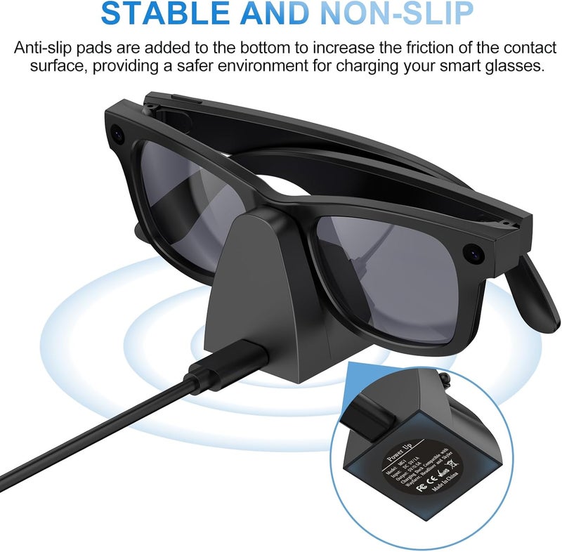 underhub Charging Stand & Cable Compatible with Gen 2/1 Wayfarer Headliner Skyler Smart Glasses, Mini and Portable, USB-C Smart Glasses Charging Dock with 59" Charging Cable - Image 4